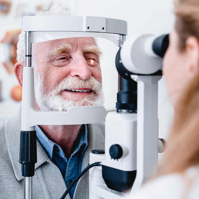 man in examination